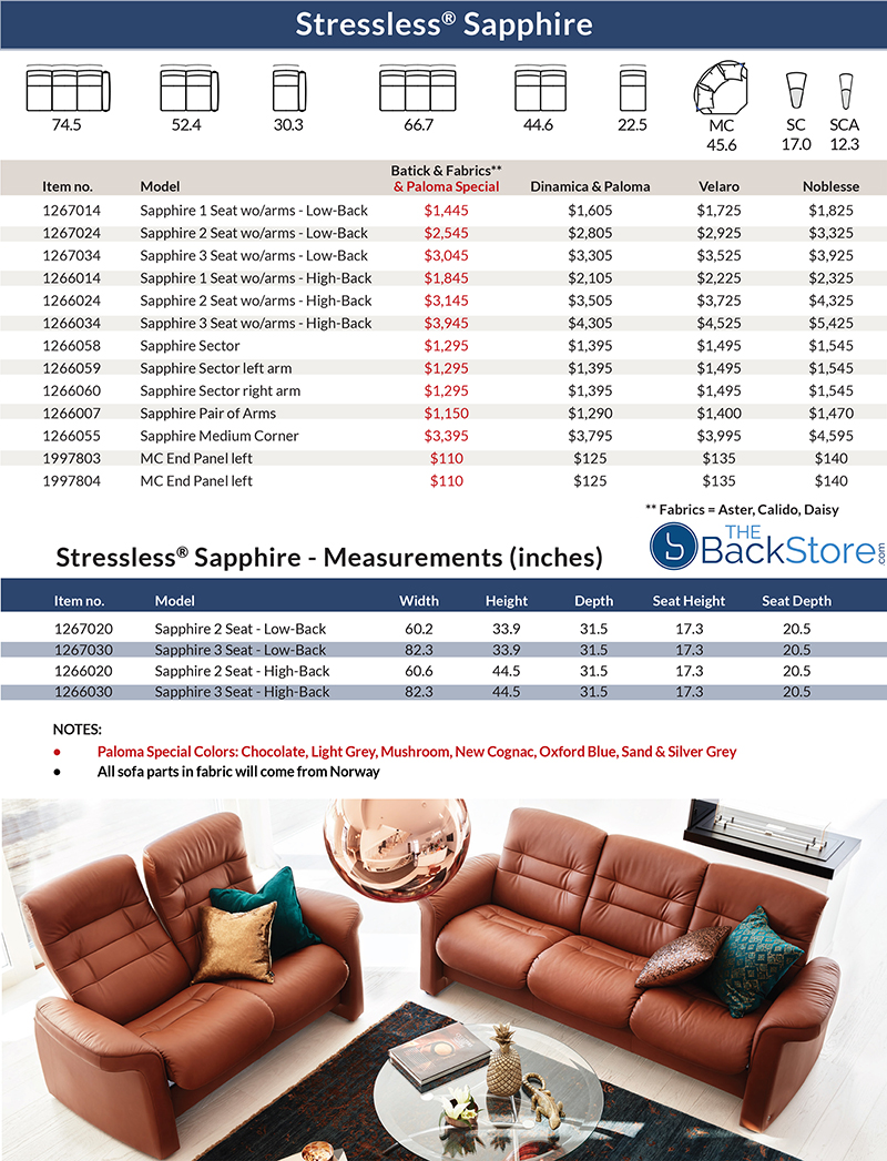 Stressless Sapphire High Back Sofa and Loveseat