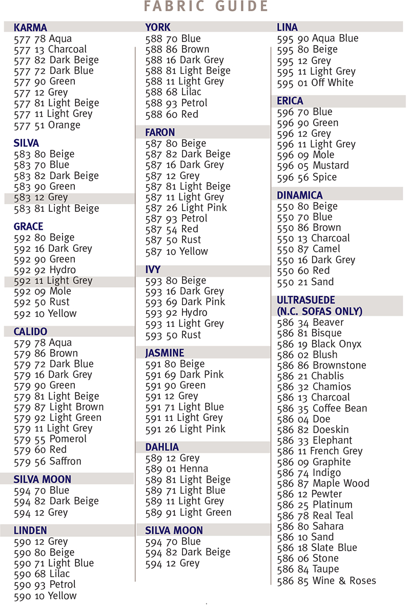 Stressless Fabric Color Guide Choices by Ekornes