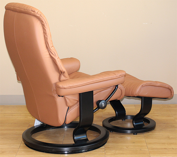 Stressless Sunrise Classic Palm Brown Color Leather Recliner Chair and Ottoman