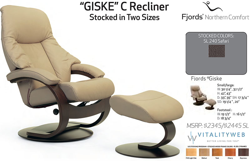 Fjords Giske Chair Recliner and Ottoman