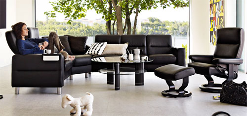 Stressless Wave Low Back Adjustable Sofa, LoveSeat, Chair and Sectional by Ekornes